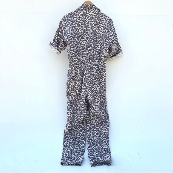Overlover Hope Canvas Jumpsuit Boilersuit Lilac Leopard Medium Revolve - Picture 5 of 12